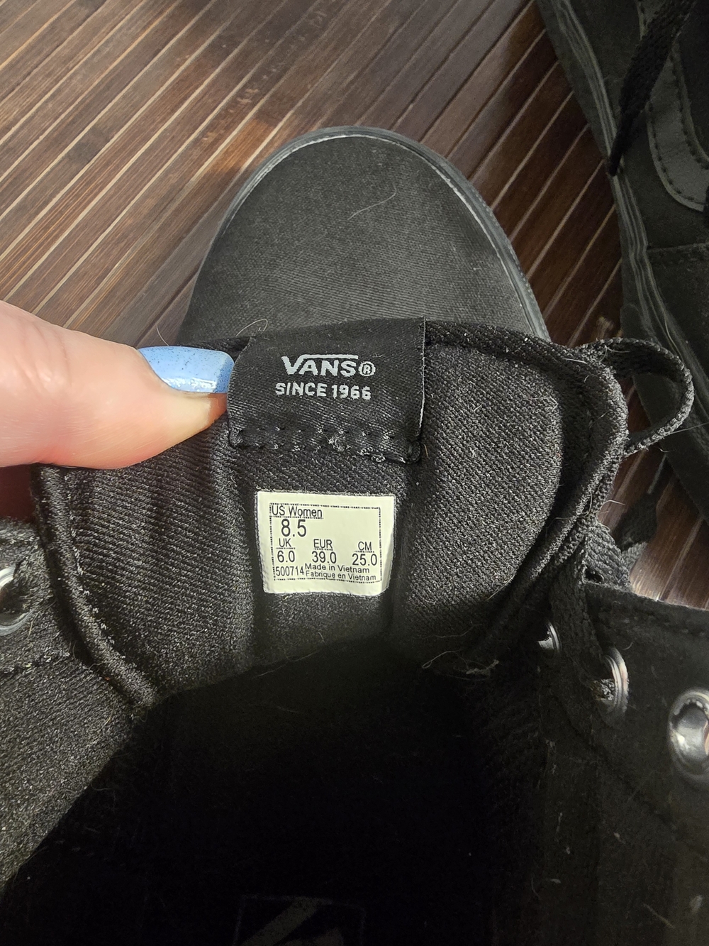 Womens Vans Classic Black Canvas Sneakers - Picture 3 of 4